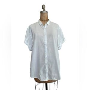 XiRENA White Channing Short Sleeve Shirt M Cotton Button Up Capsule Wardrobe